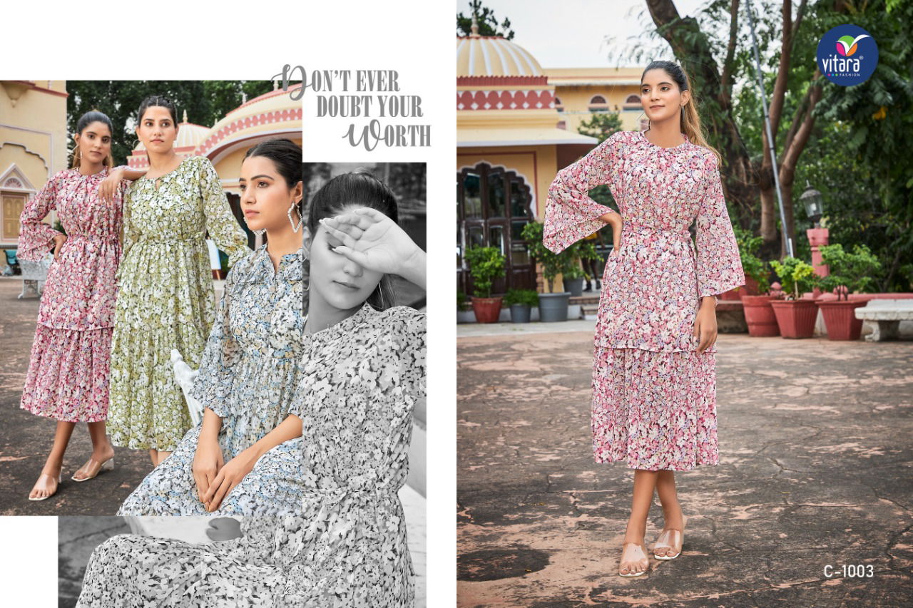 Vitara Clinton Fancy Wear Georgette Wholesale Kurti Collection 